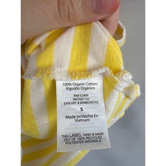 Free Assembly Yellow & White Striped Organic Cotton T-Shirt S - Picture 3 of 4